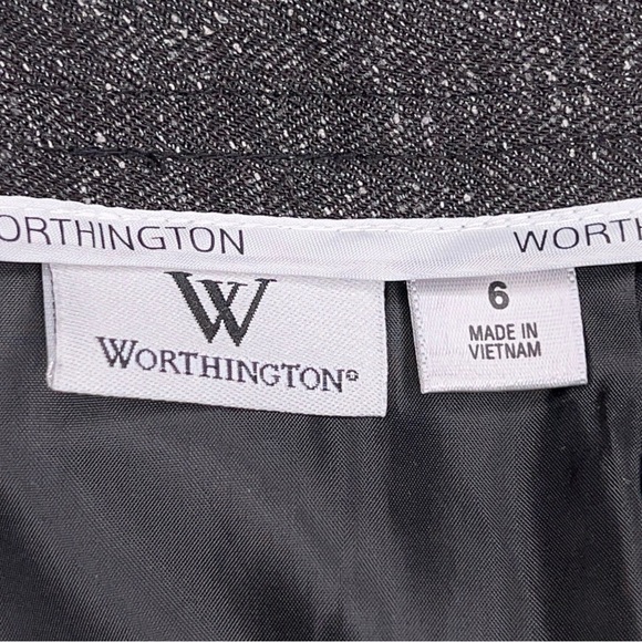 SIZE 6 WORTHINGTON DARK GREY TWEED SKIRT LINED CHAIN ACCENT ACADEMIA - Picture 12 of 12
